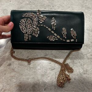 Michael Kors Hunter Green Evening Bag with Gold Chain